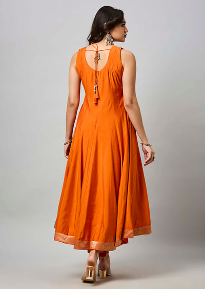 Rust Silk Anarkali Suit