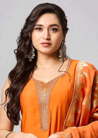 Rust Silk Anarkali Suit