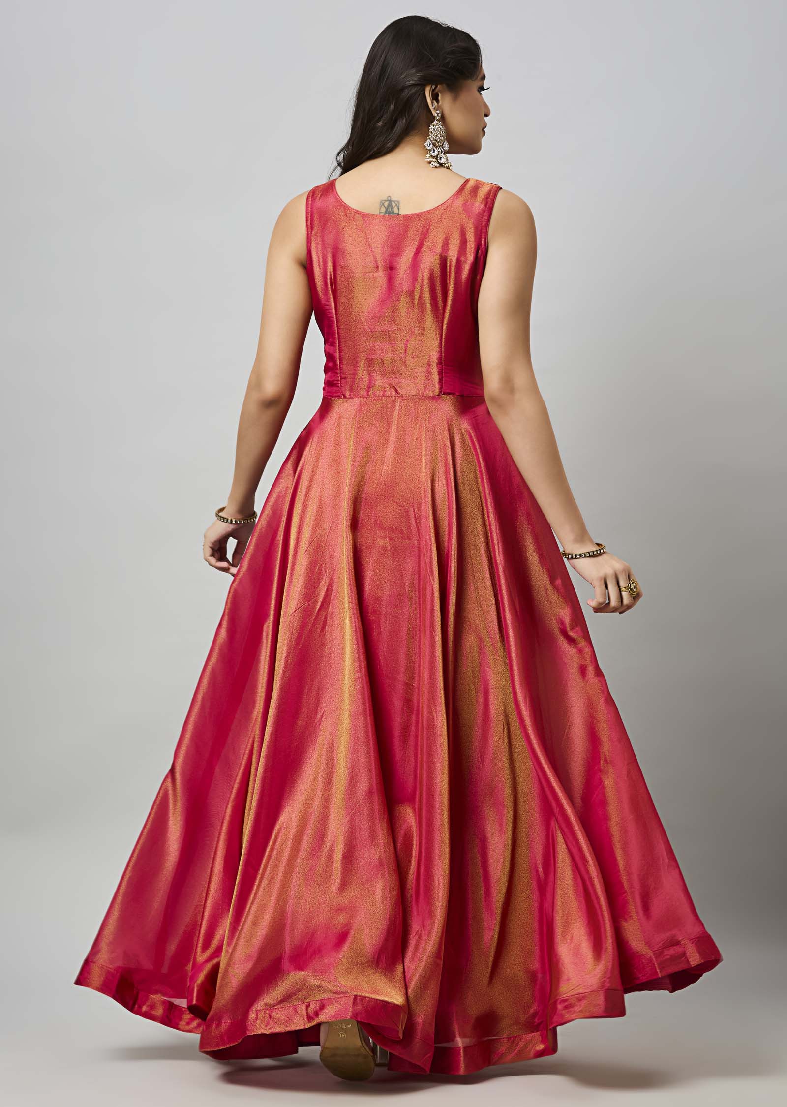 Pink Tissue Silk Anarkali Suit