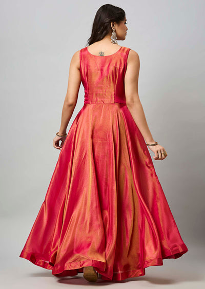 Pink Tissue Silk Anarkali Suit