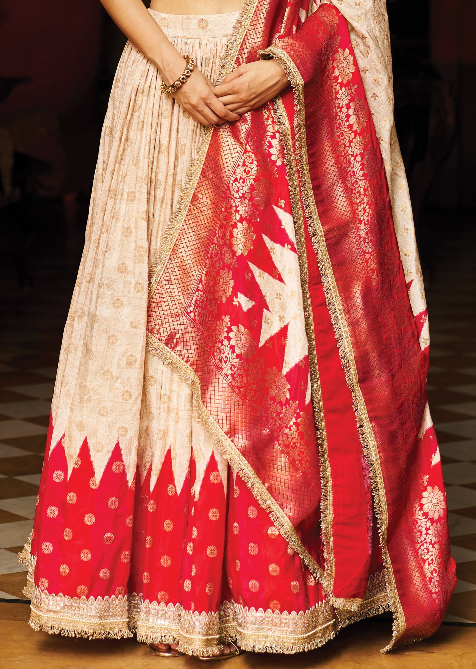 Cream Silk Lehenga