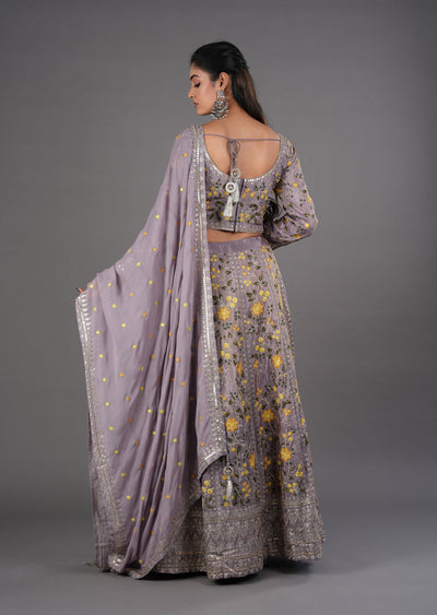 Mauve Tissue Silk Lehenga