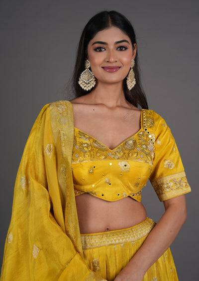 Yellow Tissue Silk Lehenga