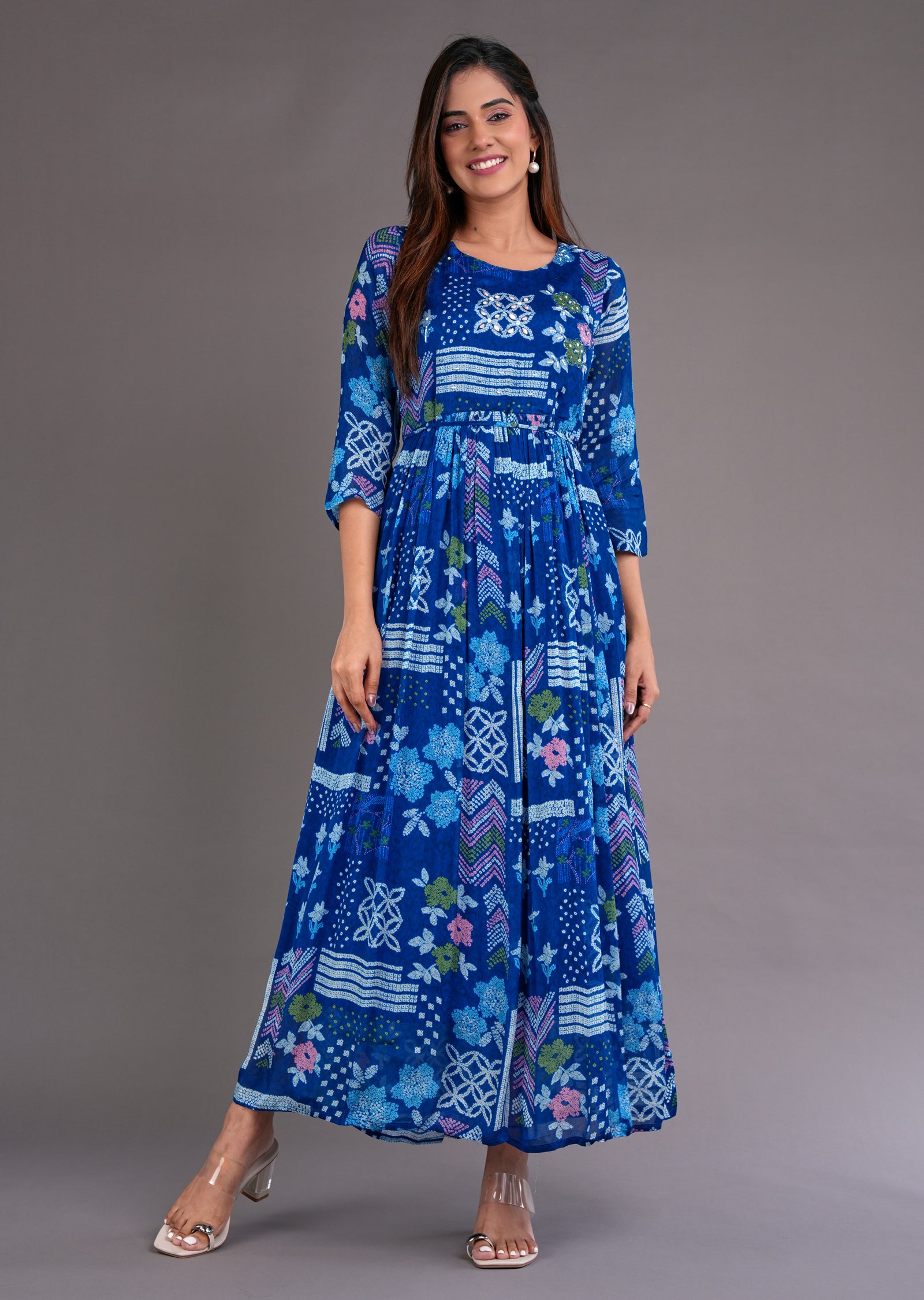 Royal Blue Chinnon Long Dress