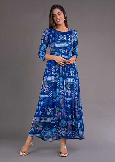 Royal Blue Chinnon Long Dress