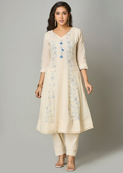 Light Blue Cotton Anarkali Suit