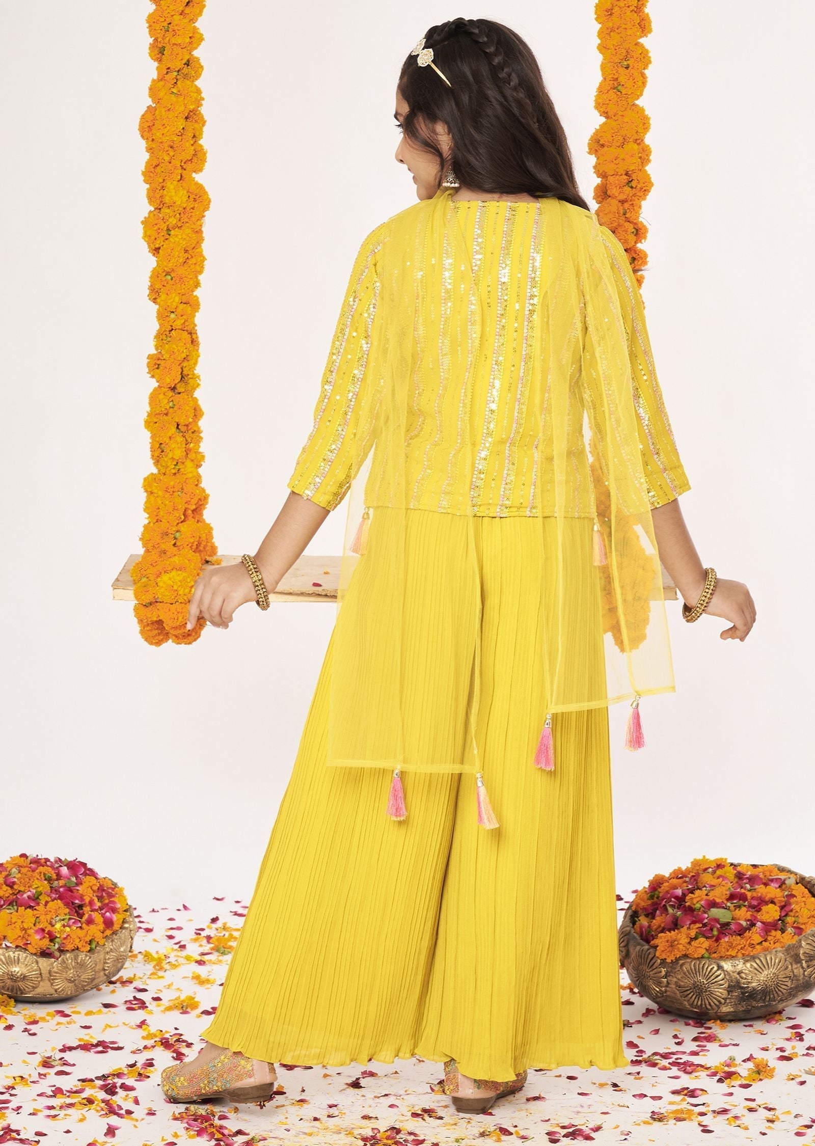 Yellow Georgette Gharara Set
