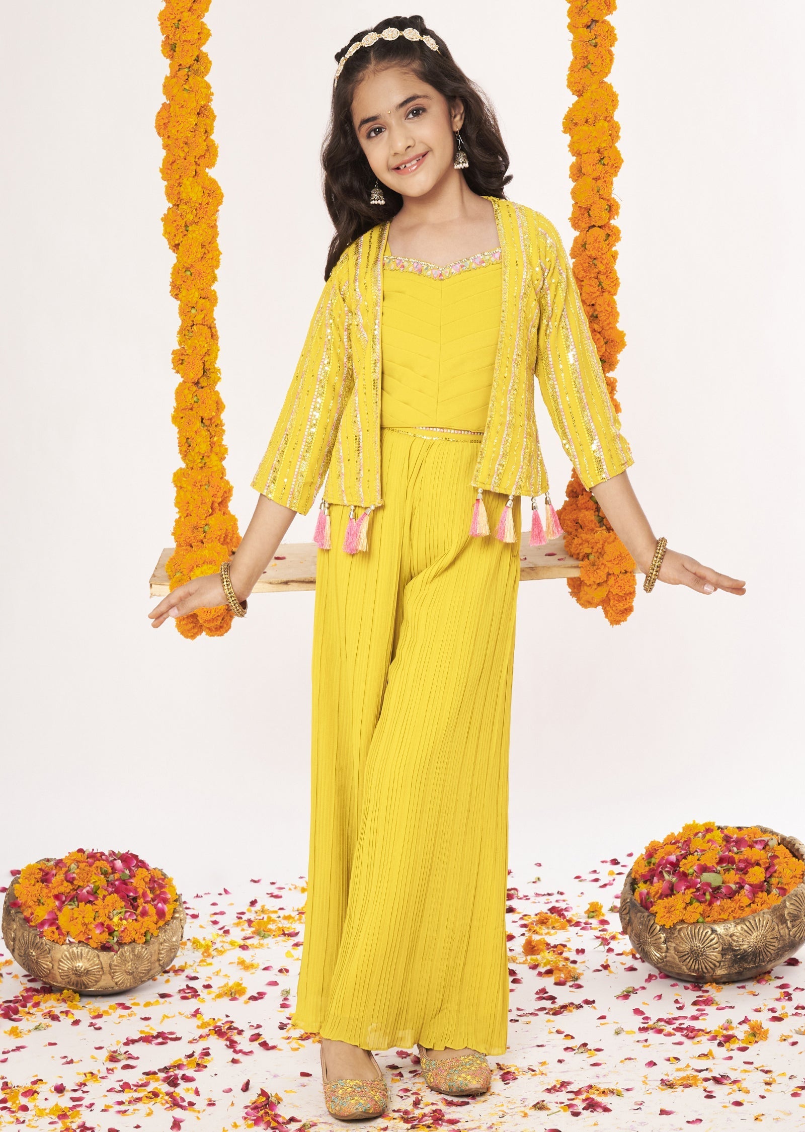 Yellow Georgette Gharara Set