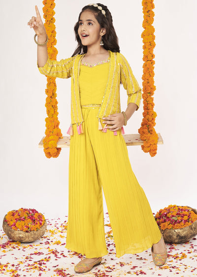 Yellow Georgette Gharara Set