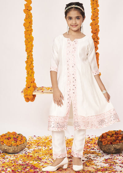Cream Soft Silk Anarkali Set
