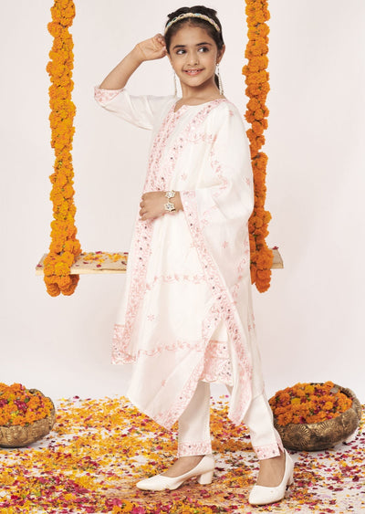 Cream Soft Silk Anarkali Set