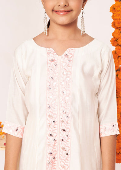 Cream Soft Silk Anarkali Set