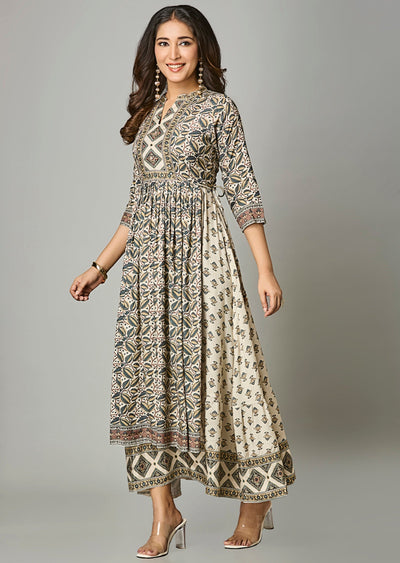 Biege Muslin Long Dress