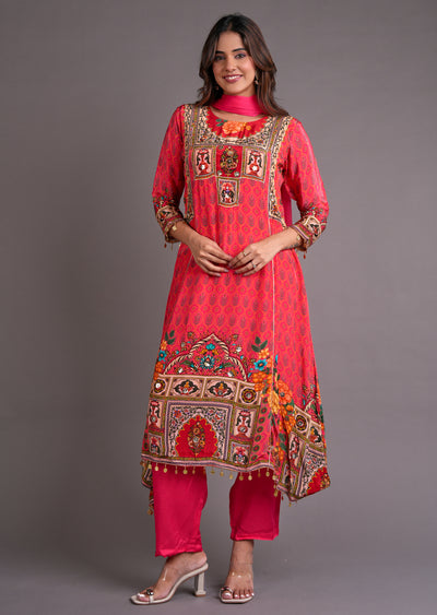 Dark Pink Crepe Anarkali Suit