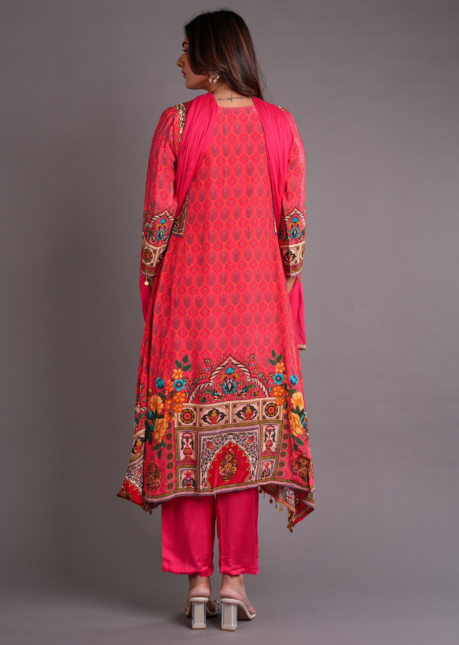 Dark Pink Crepe Anarkali Suit