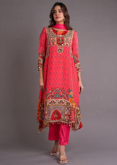 Dark Pink Crepe Anarkali Suit