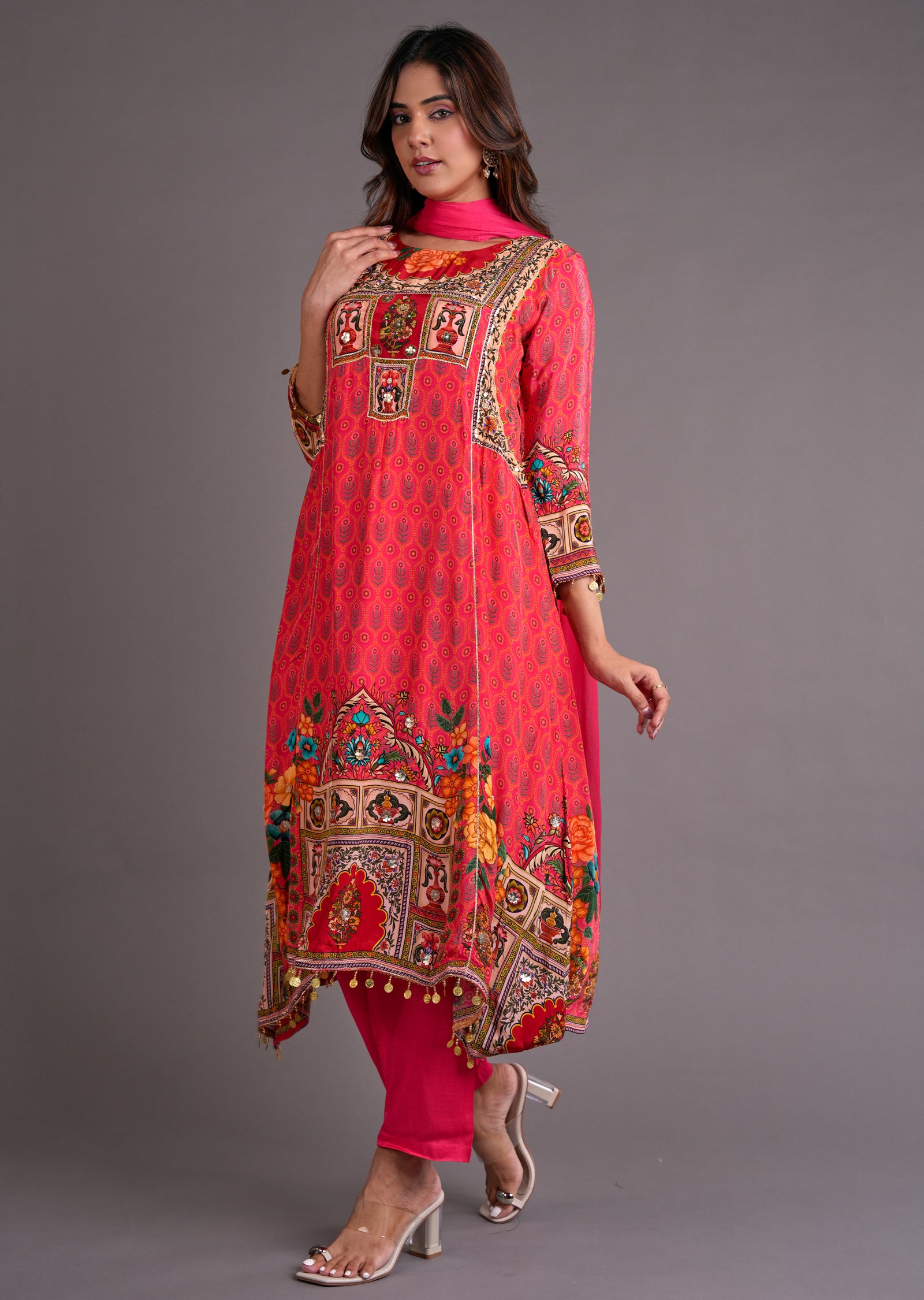 Dark Pink Crepe Anarkali Suit