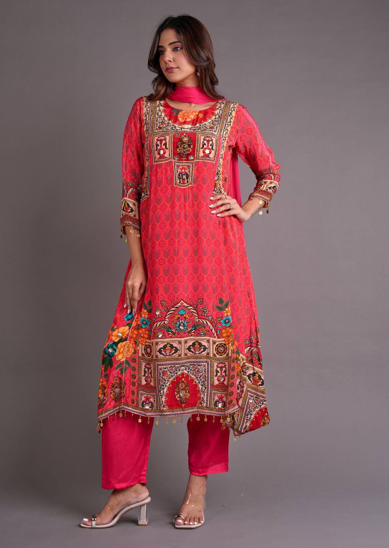Dark Pink Crepe Anarkali Suit
