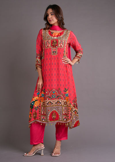 Dark Pink Crepe Anarkali Suit