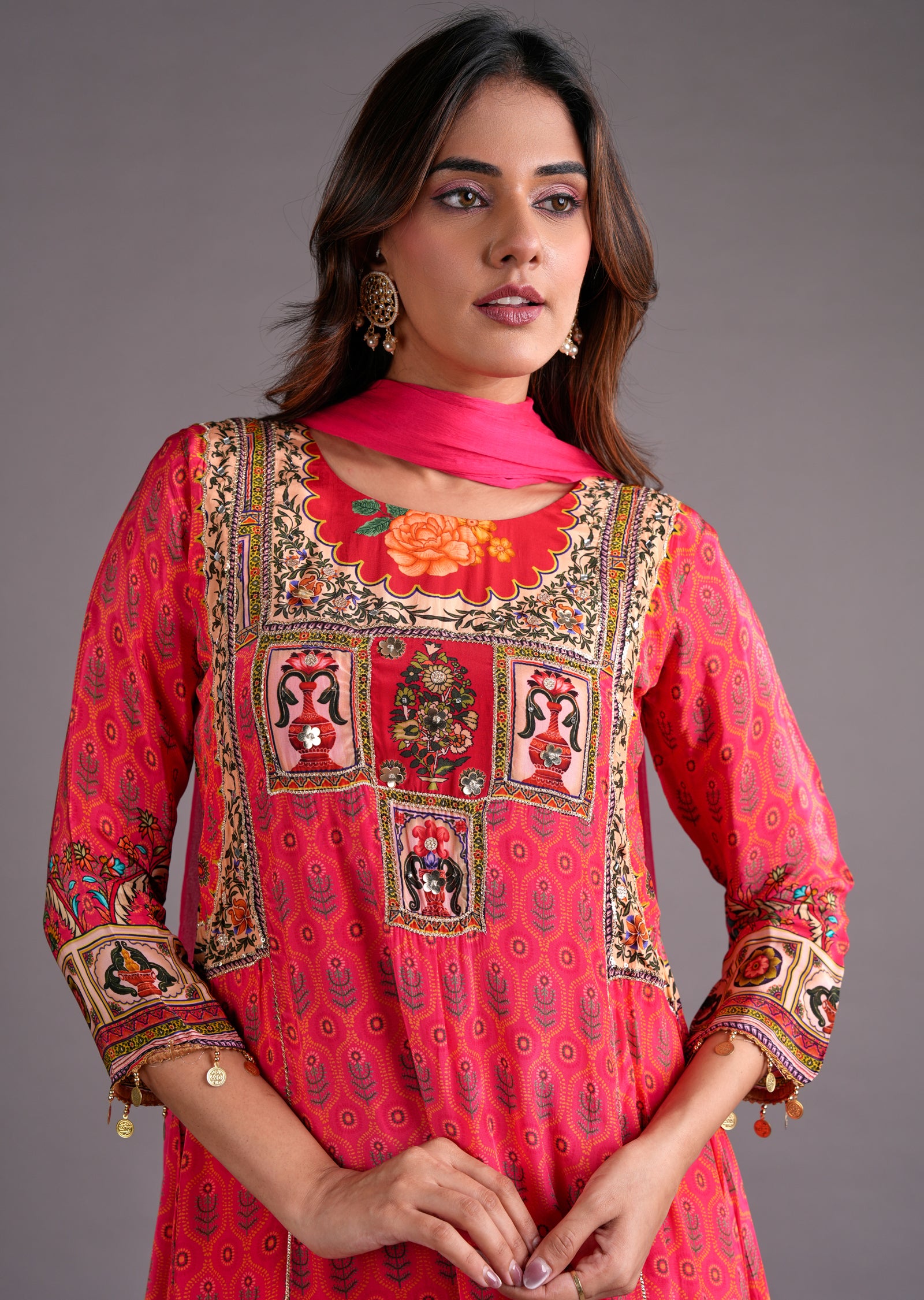 Dark Pink Crepe Anarkali Suit