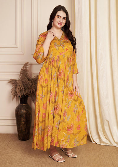 Mustard Chinnon Long Dress