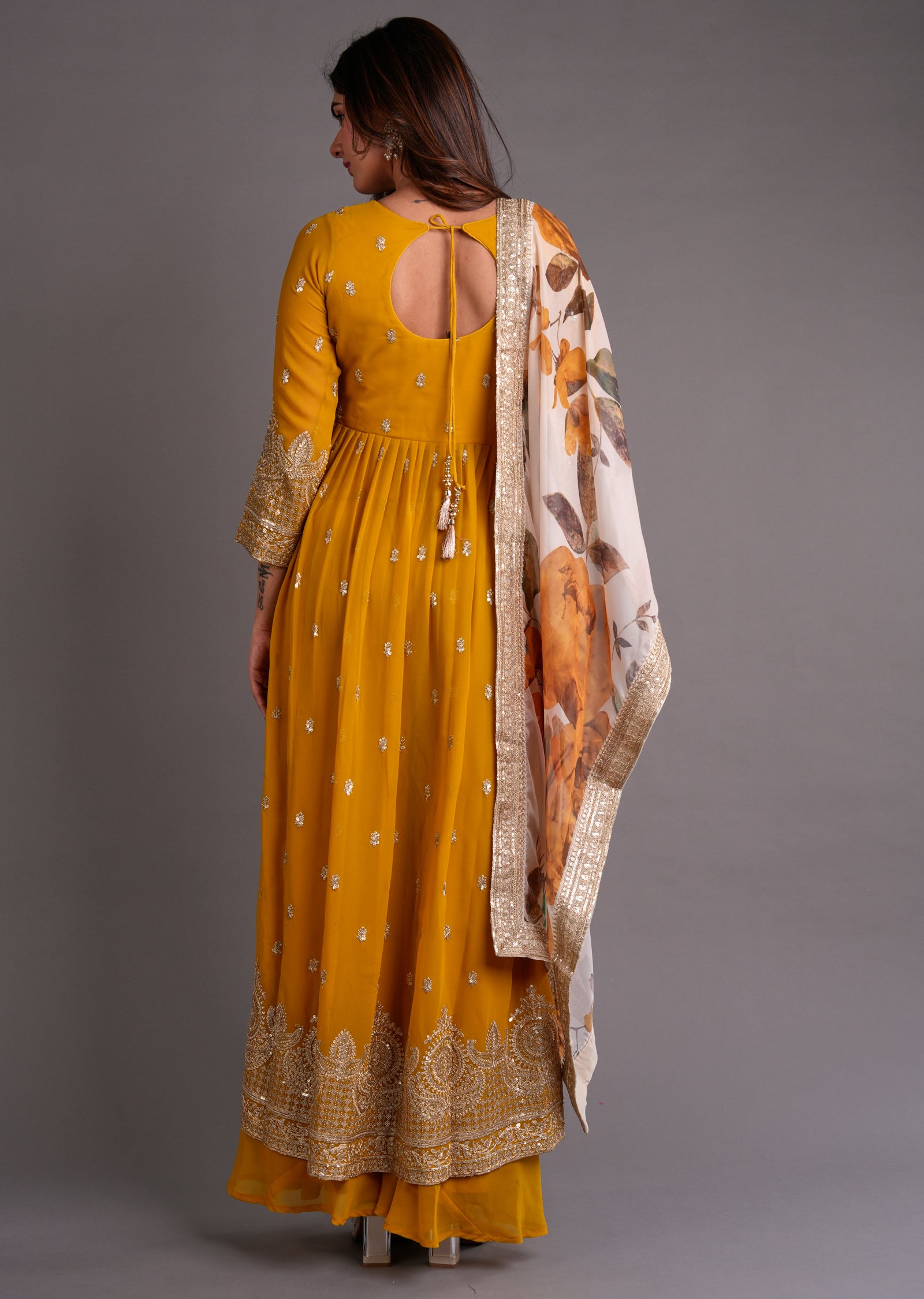 Mustard Georgette Anarkali Suit