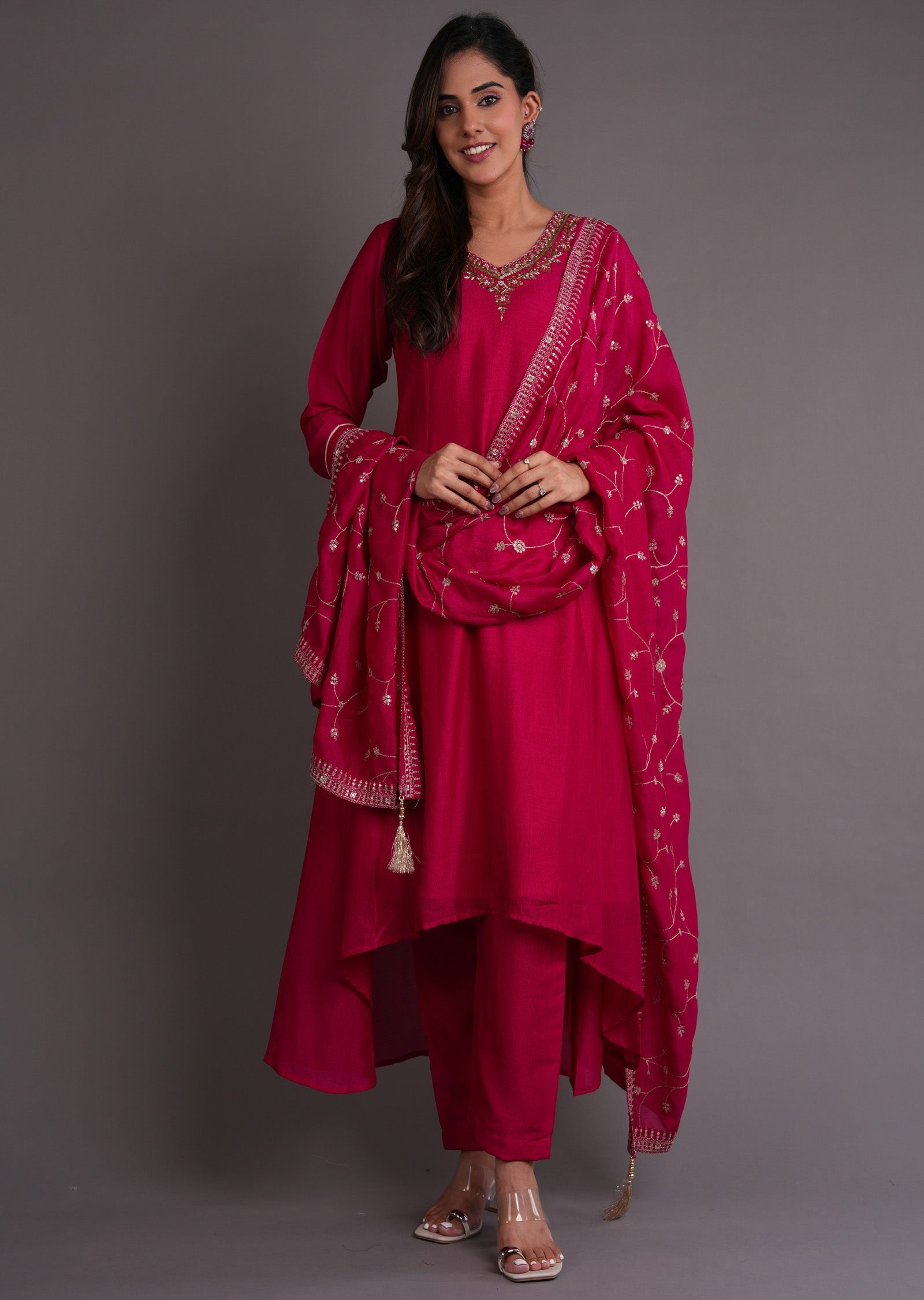 Pink Silk Anarkali Suit