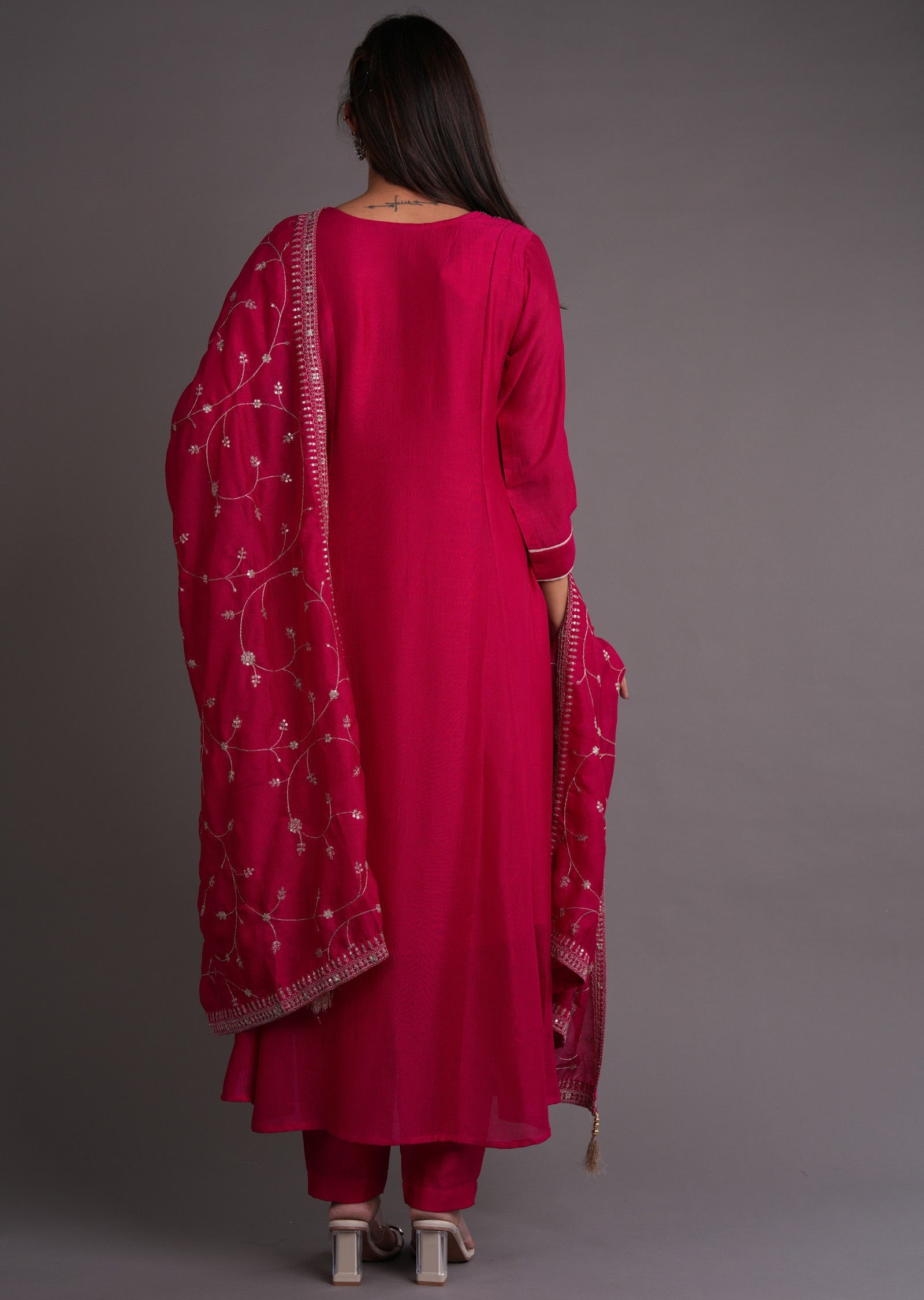 Pink Silk Anarkali Suit