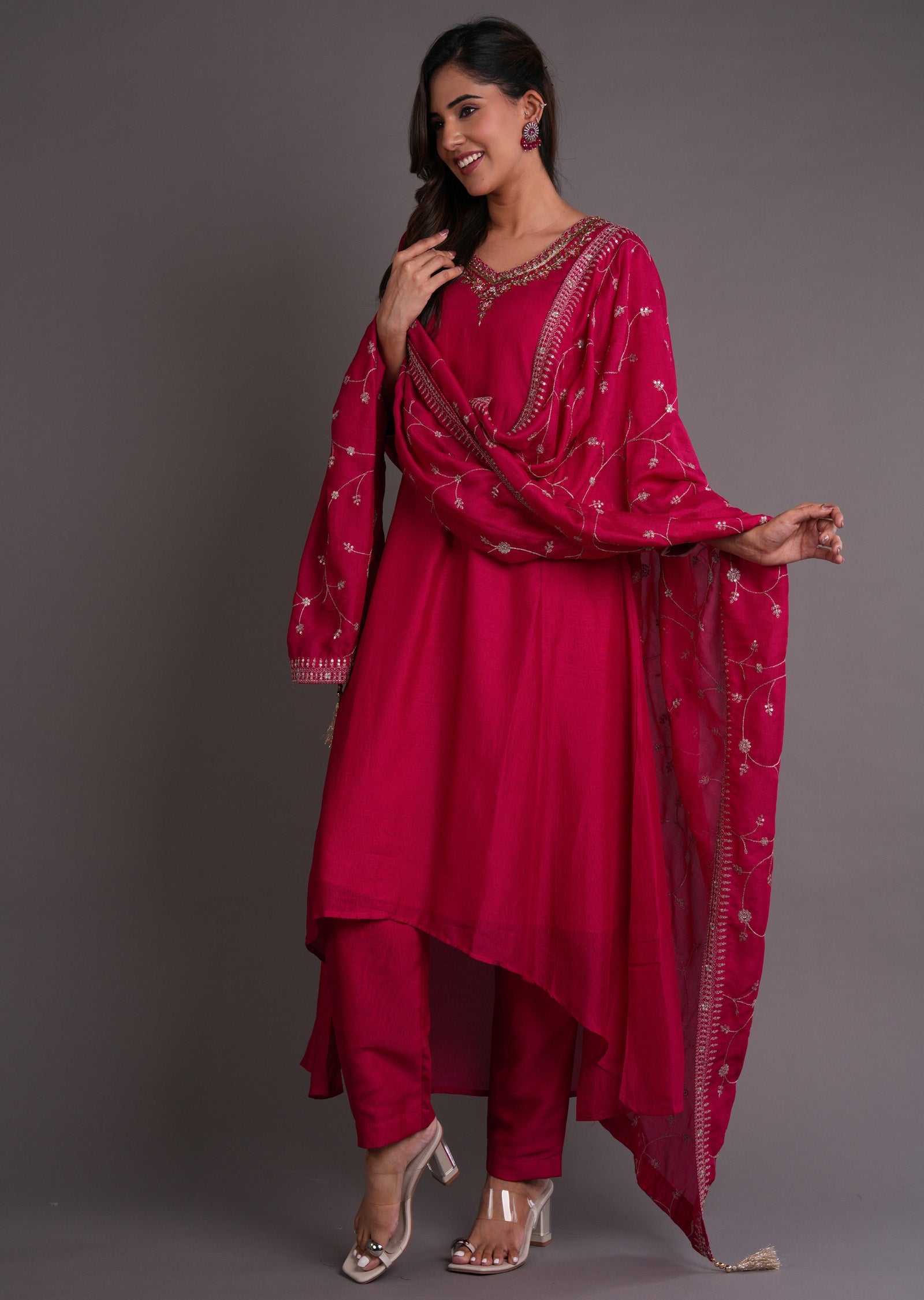 Pink Silk Anarkali Suit