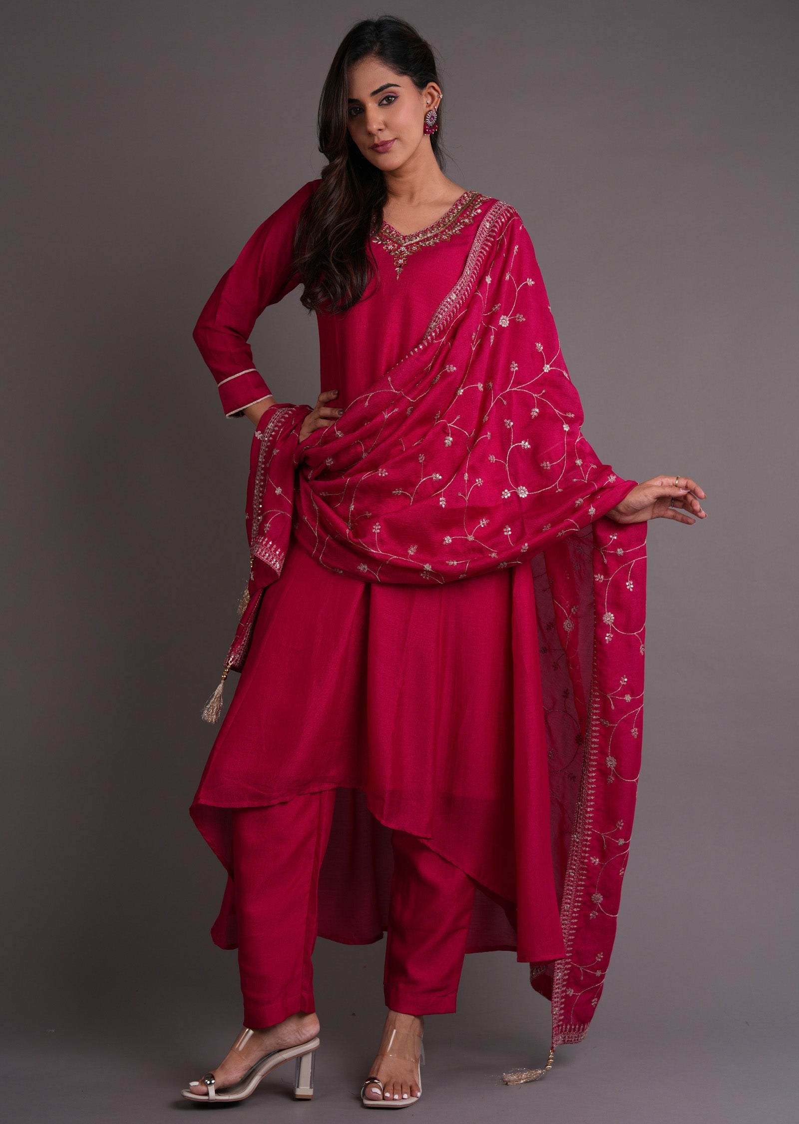Pink Silk Anarkali Suit