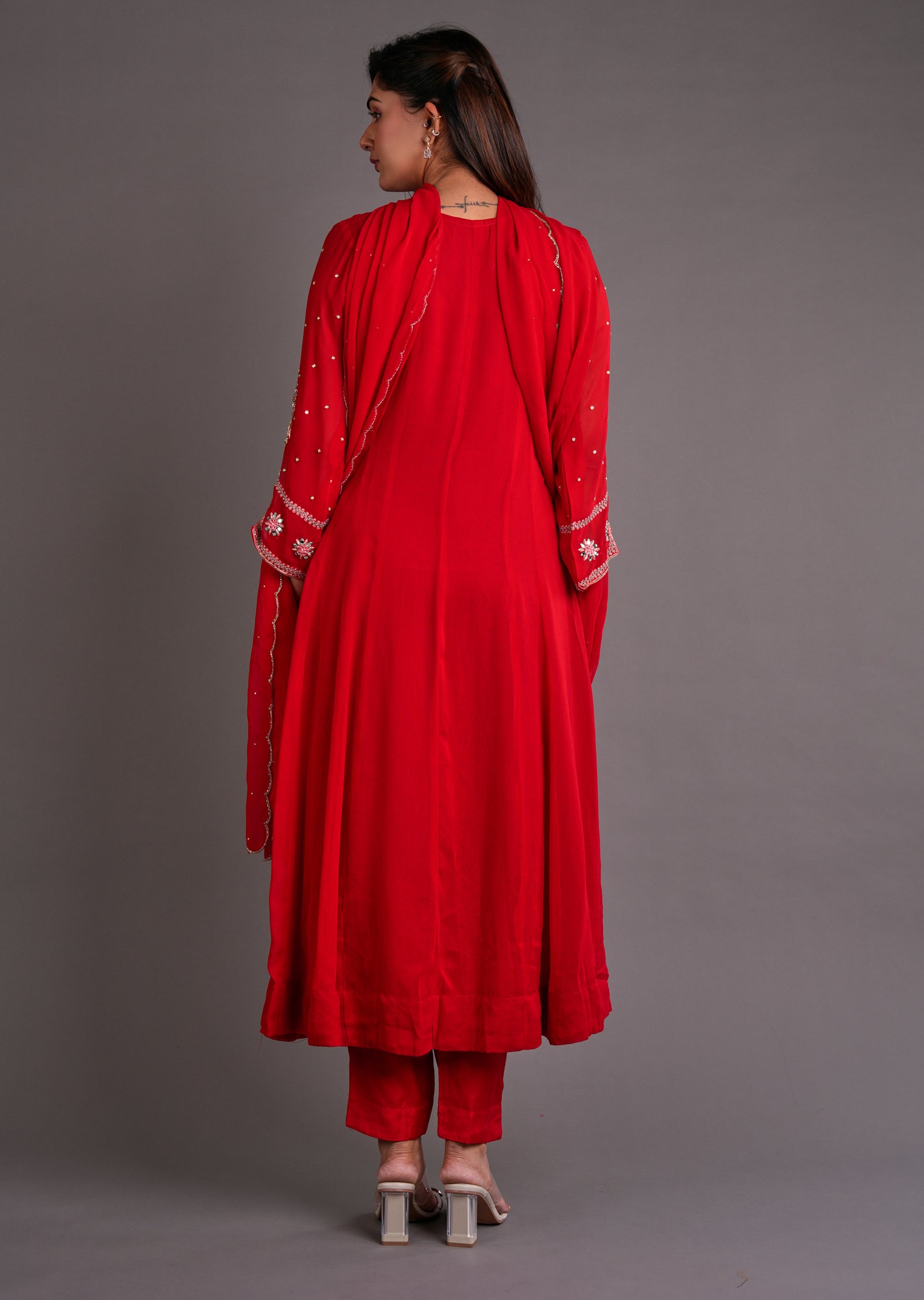 Red Georgette Anarkali Suit