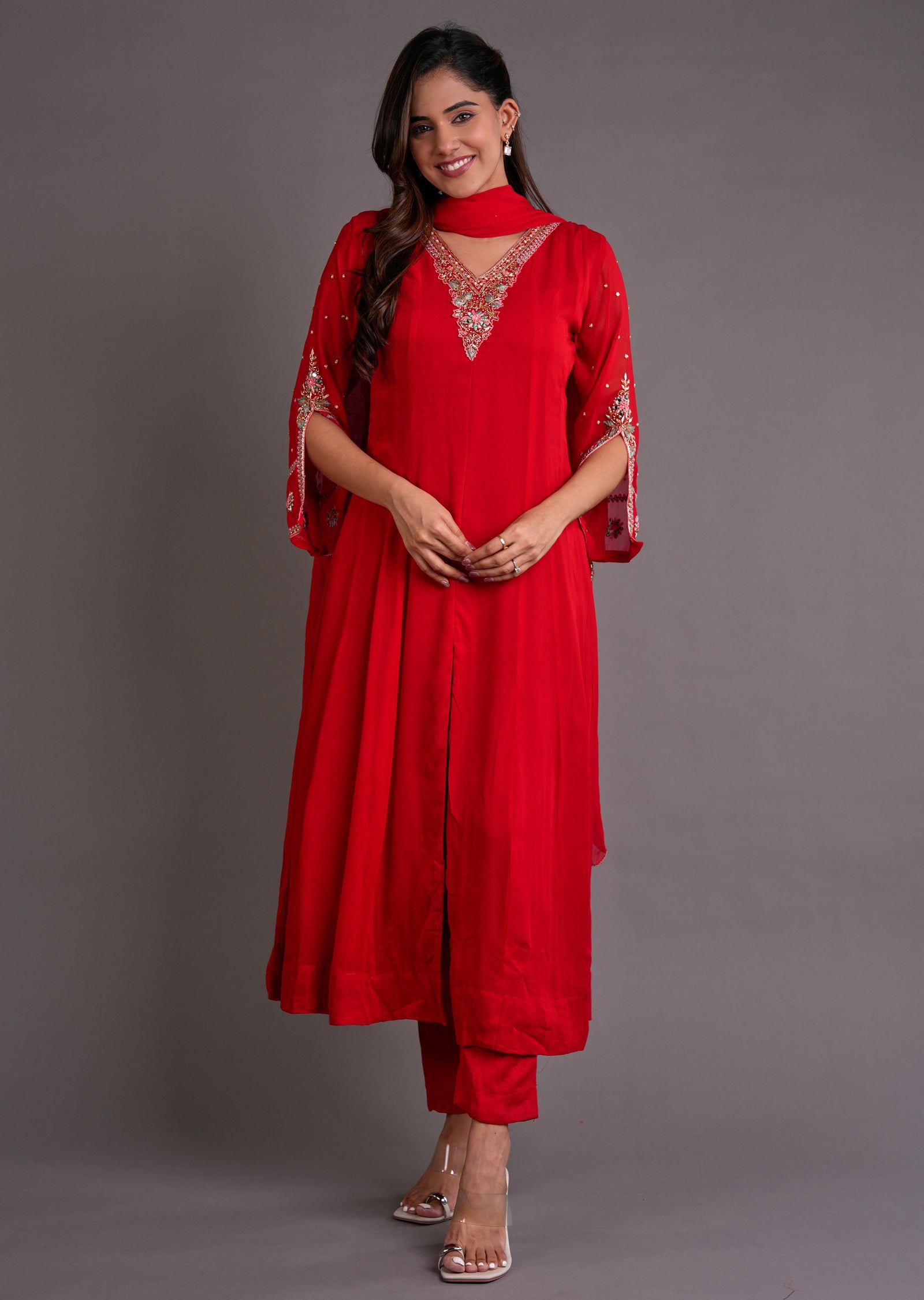 Red Georgette Anarkali Suit