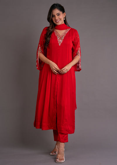 Red Georgette Anarkali Suit