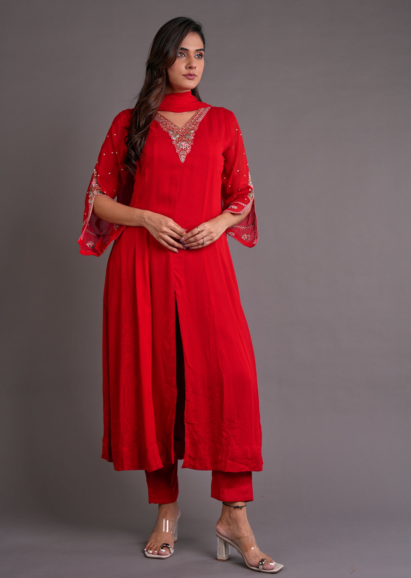 Red Georgette Anarkali Suit