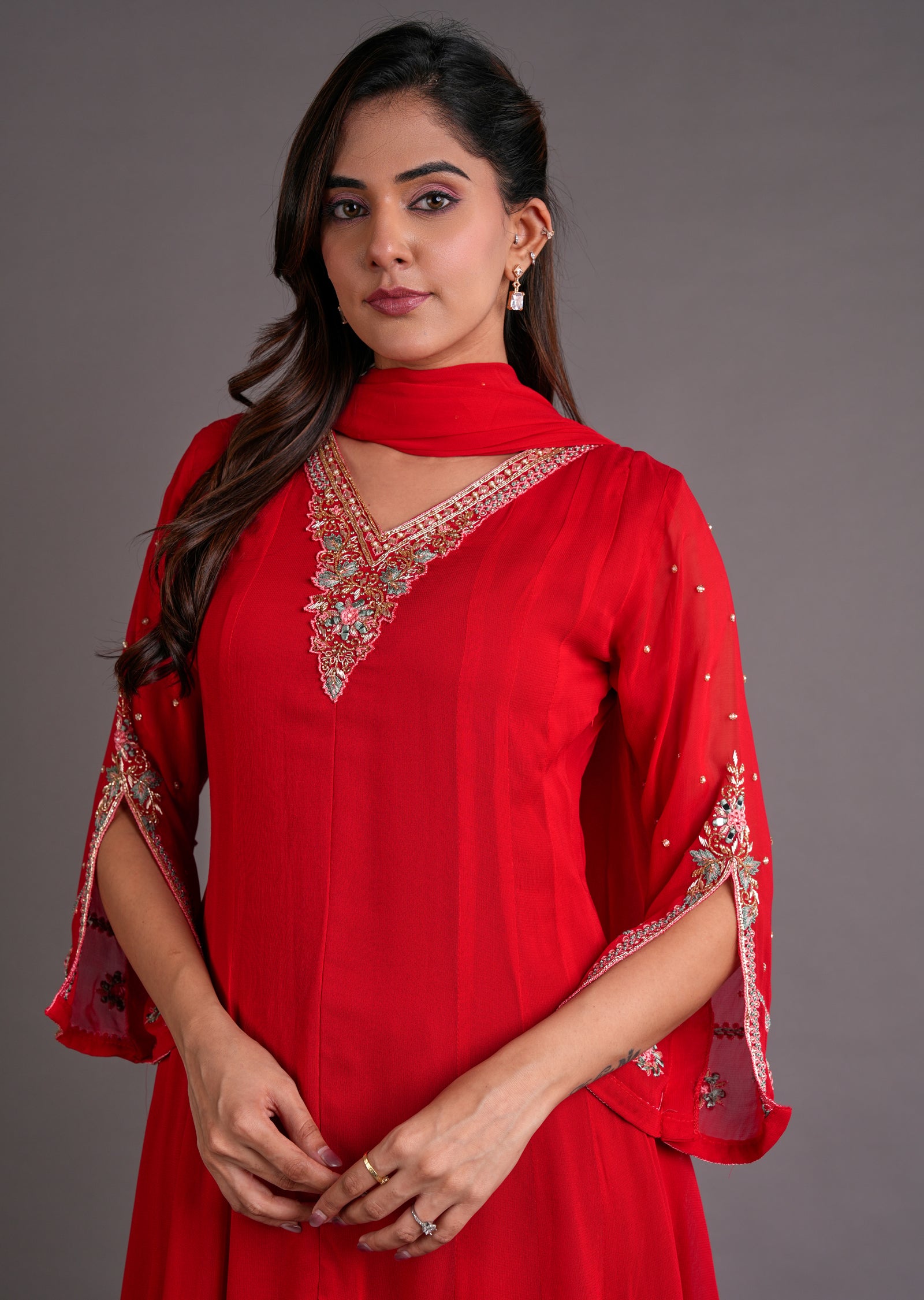 Red Georgette Anarkali Suit