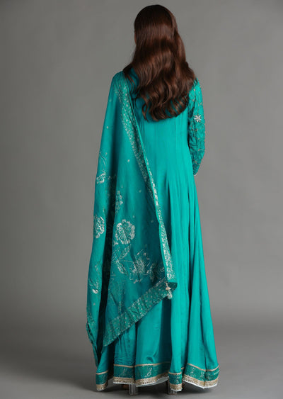 Rama Blue Chinnon Anarkali Suit