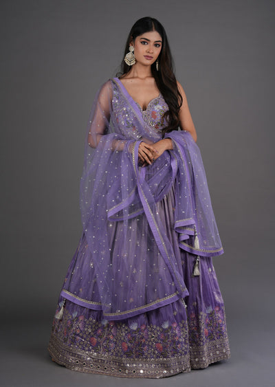 Lavender Tissue Silk Lehenga