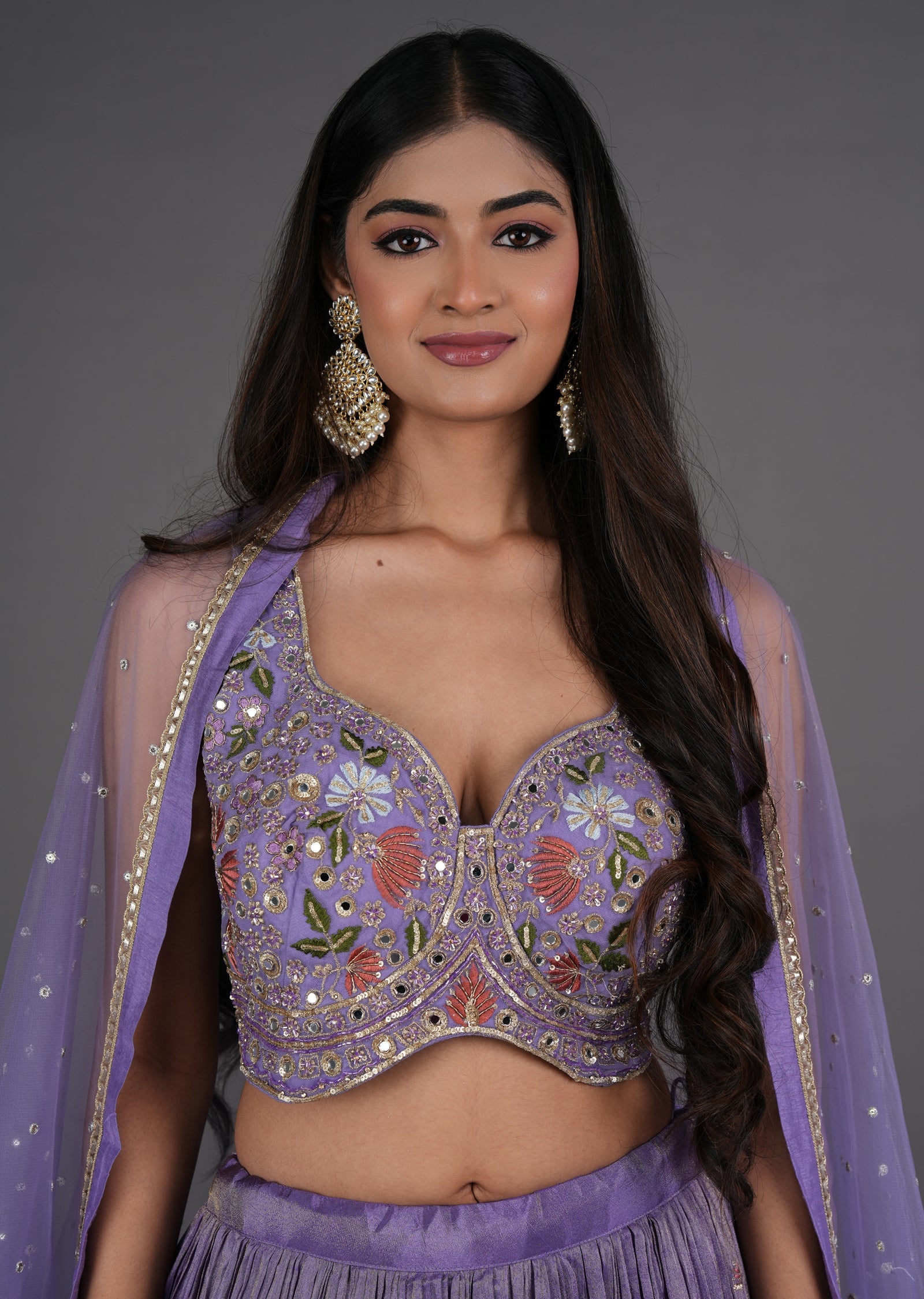 Lavender Tissue Silk Lehenga