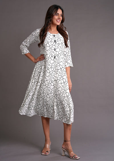 Off White & Cream Midi Dress