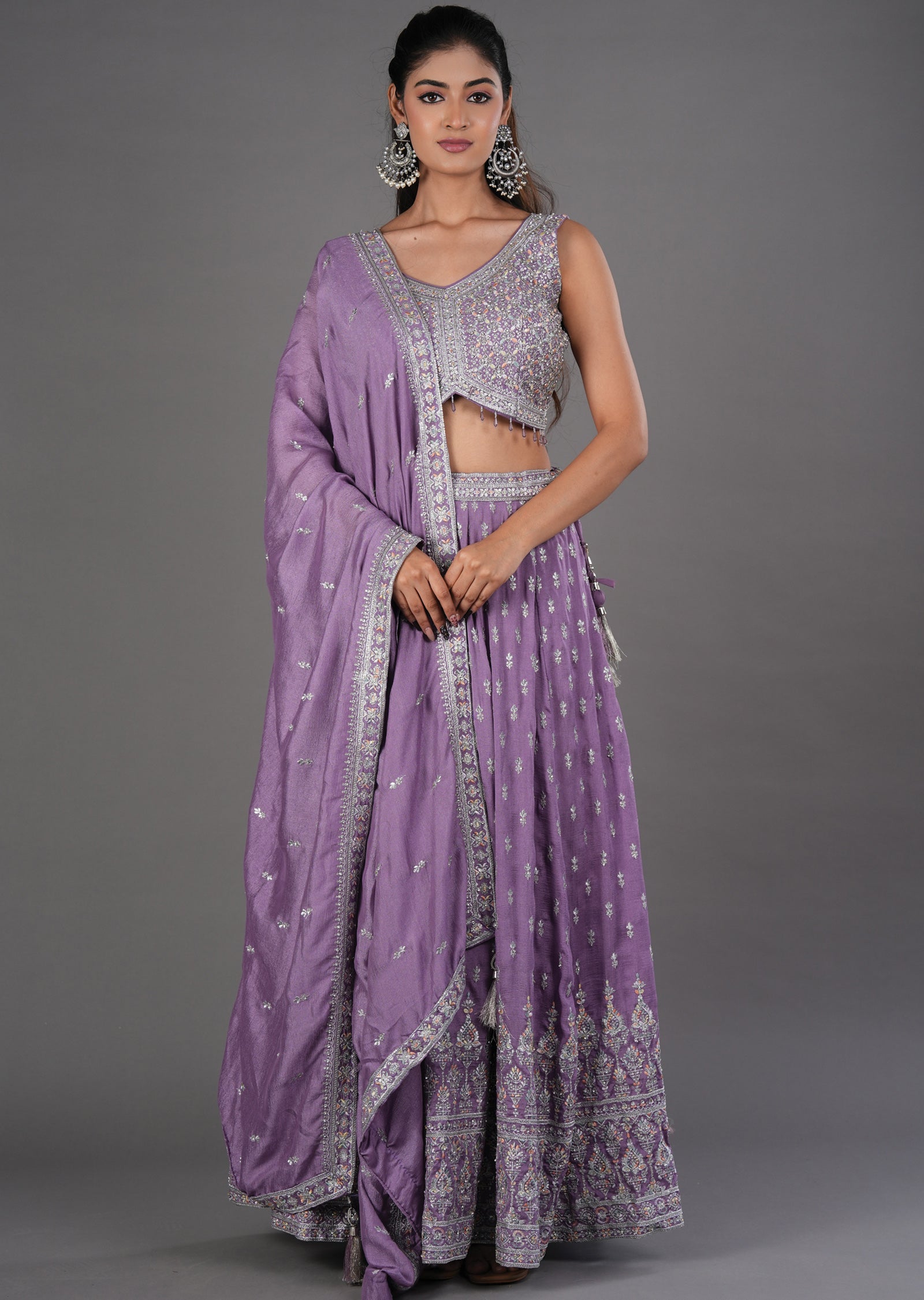Lilac Silk Lehenga