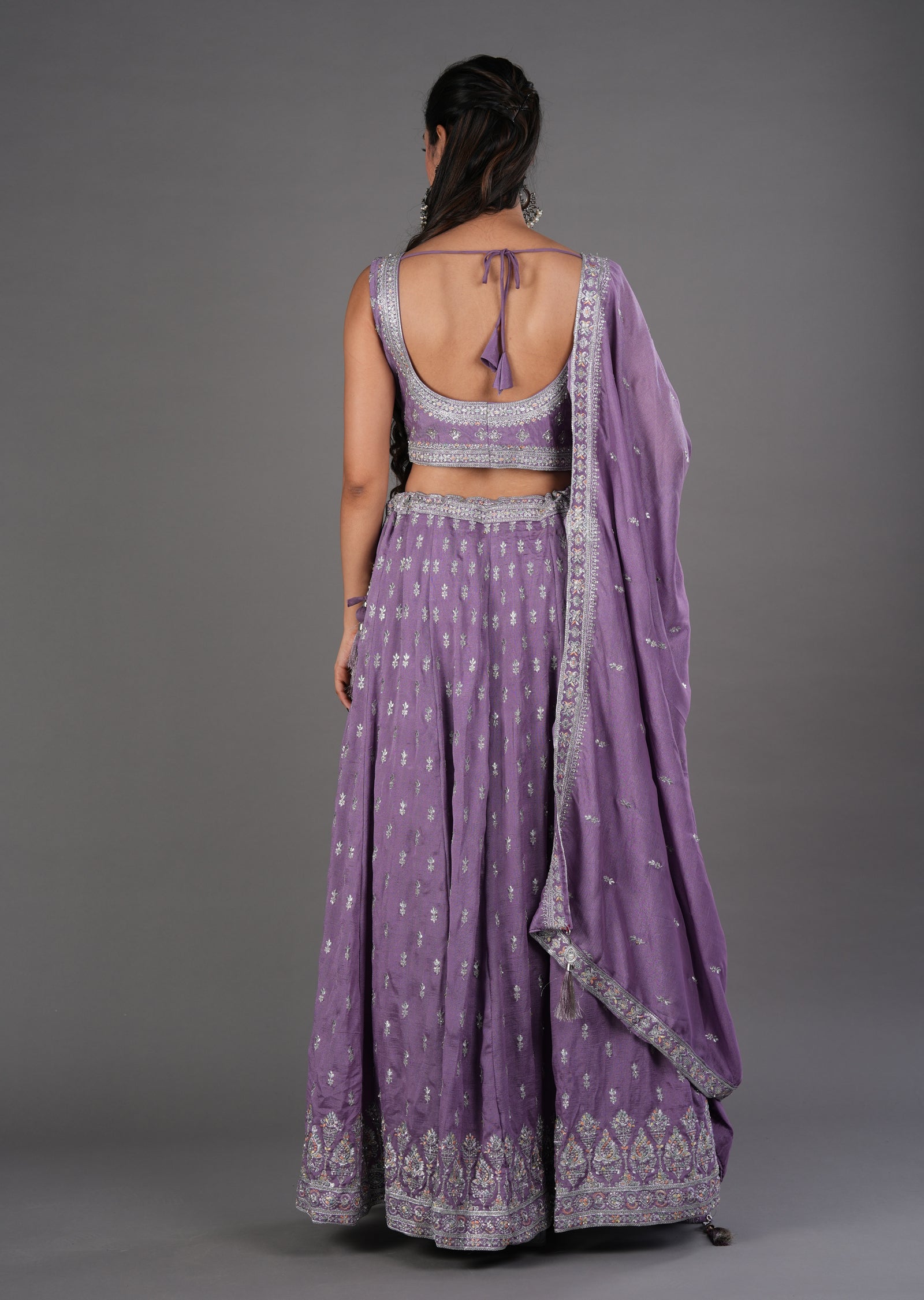 Lilac Silk Lehenga
