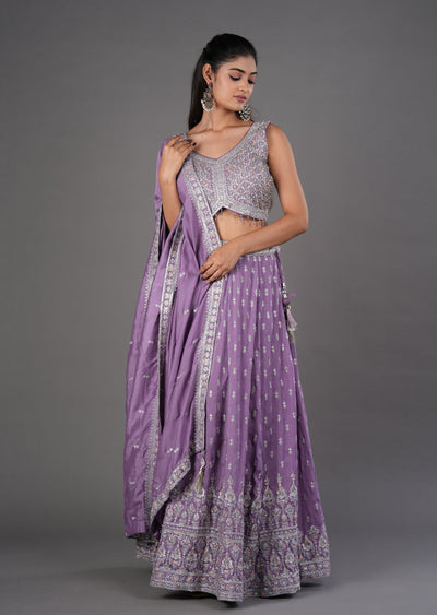 Lilac Silk Lehenga