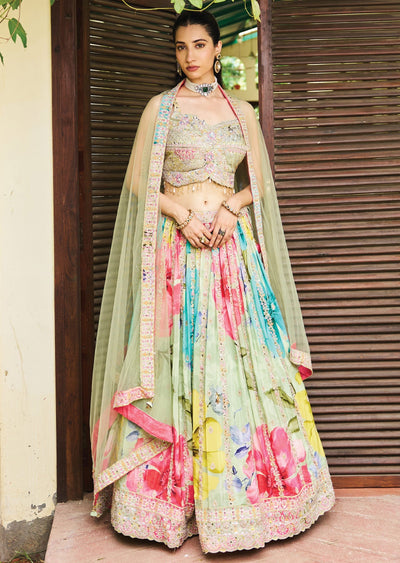 Light Green Crepe Lehenga Set
