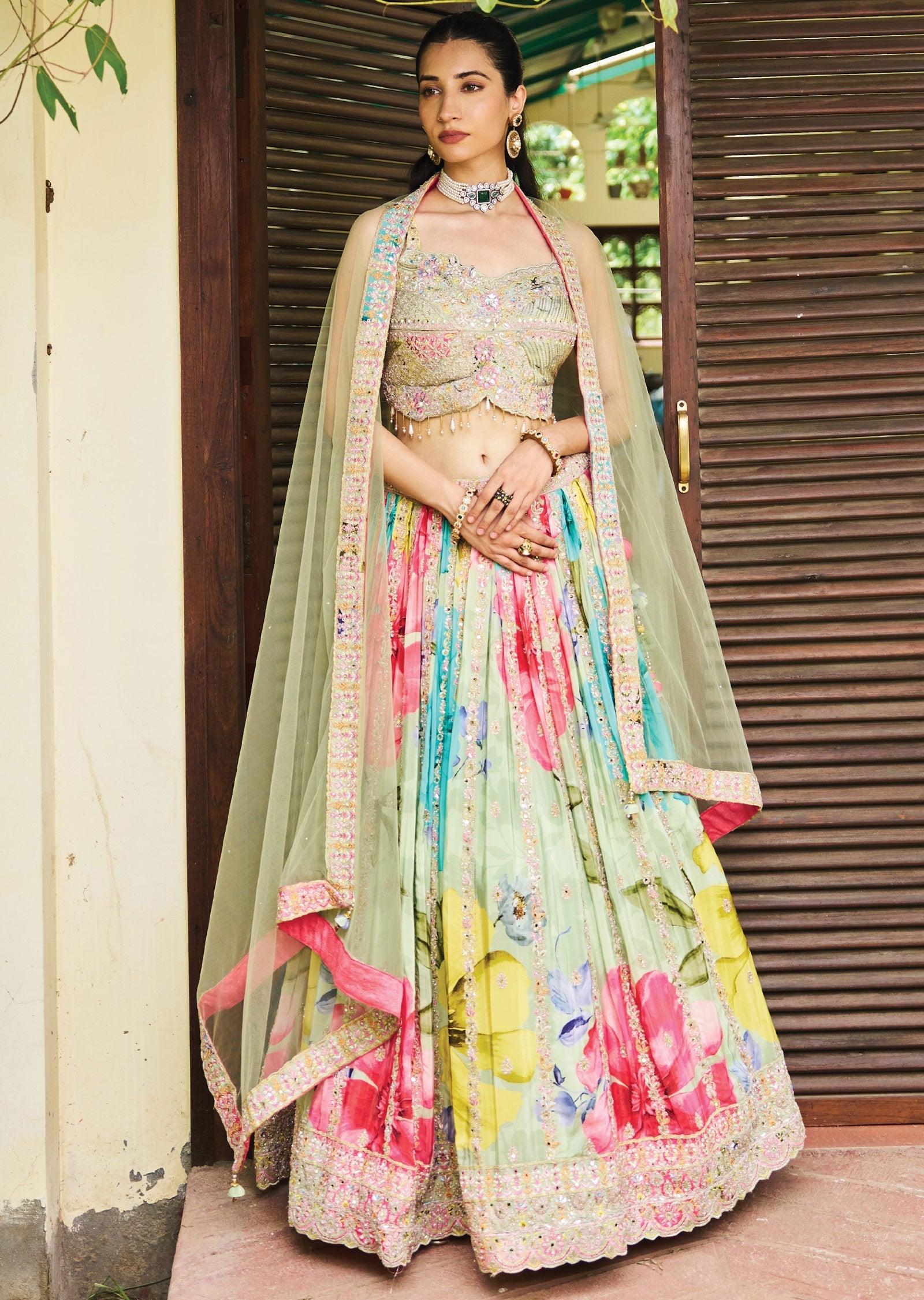 Light Green Crepe Lehenga Set