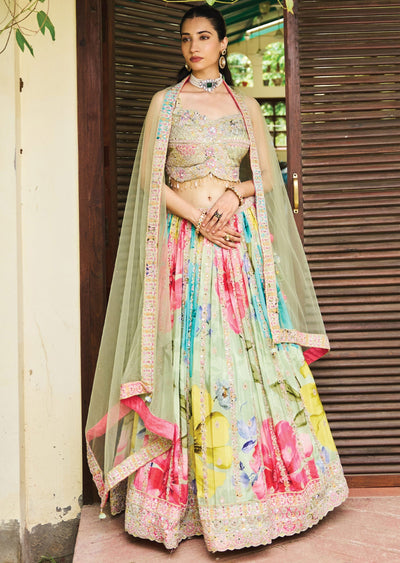 Light Green Crepe Lehenga Set