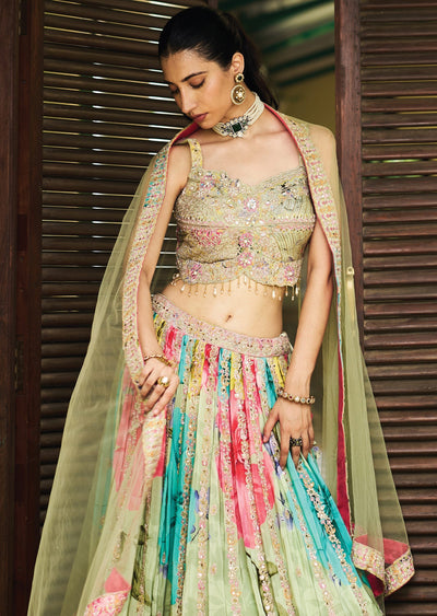 Light Green Crepe Lehenga Set