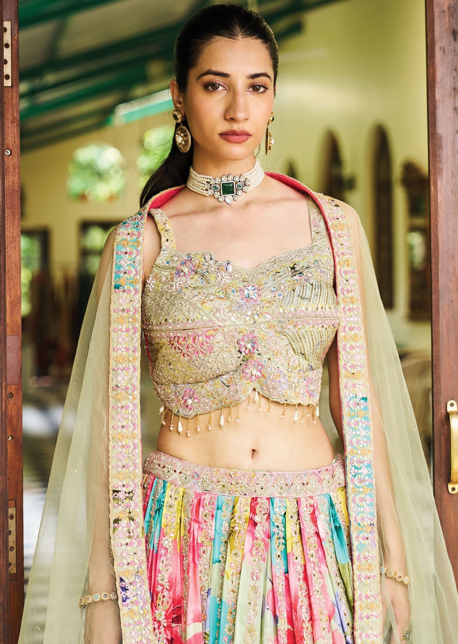 Light Green Crepe Lehenga Set