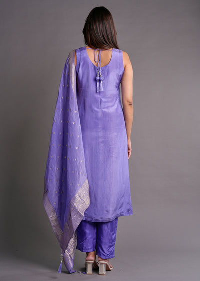 Lavender Tissue Silk Straight Cut Suit