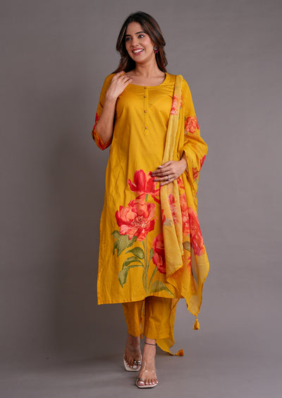 Mustard Silk Straight Cut Suit