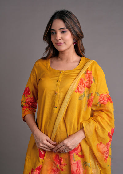 Mustard Silk Straight Cut Suit